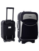 Mała Ekskluzywna Materiałowa Walizka Turystyczna RGL 773 CZARNO-SZARA 55x38x30 31 Litrów Paris Collection