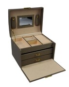 Elegancka i Stylowa Szkatułka Na Biżuterię PATRIZIA Pojemny Organizer 23004 COFFE 17,5 x 13 x 12,5 [cm]