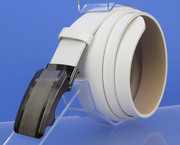 Wizytowy Pasek Skórzany 35 mm PAS-MAX (PL) Pełna Klamra AUTOMAT/SAMOZACISK Garnitur BIAŁY ASZ35/KASZ28