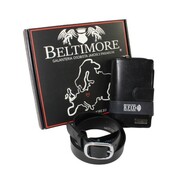 Elegancki I Stylowy Zestaw Upominkowy Dla Niej BELTIMORE Portfel poziomy + Czarny Klasyczny Pasek 30 mm Z45
