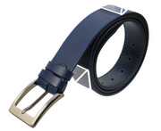 Pasek Męski Skórzany PAS-MAX (PL) Niebieski Z Niebieską Nitką Skóra Licowa 40 mm