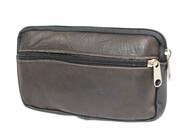 Skórzana Saszetka Na Pasek Z Suwakiem Polska Galanteria (PL) CZEKOLADOWO CZARNA 18,5 x 11 x 2 [cm]