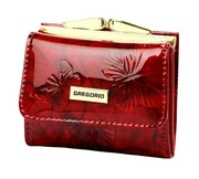 Portfel Damski Skórzany GREGORIO Skóra Licowa Lakierowany Mały Z Klamrą BTS-126 CZERWONY 9.5 x 8 x 2.5 [cm]