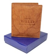Portfel Męski Skórzany WILD Skóra Naturalna Duży Pionowy Bez Zapięcia 0417 JASNY BRĄZOWY Komin Na Bilon 12,5 x 10,5 x 3 [cm]