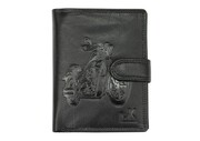 Portfel Męski Skórzany MONEY KEPPER Duży Pionowy Z Zapinką Dwa Skrzydełka CC5601B-4 RFID ,,MOTOCYKL,, CZARNY 13 x 10 x 2 [cm]