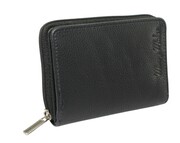 Portfel Skórzany Bułeczka Mini Money Maker Skóra Licowa CZARNY Suwak RFID 514B 11 x 8 x 2,5 [cm]