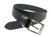 Pasek Skórzany Męski HADA (PL) Gładki Klamra Nowoczesna 30 mm Skóra Naturalna CZARNY LICÓWKA