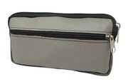 Skórzane Etui Na Telefon Płaska Saszetka SZARY Na Pasek Z Suwakiem Polska Galanteria (PL) Na Smartfona 18,5 x 10,5 x 1.5 [cm]