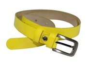 Pasek Damski Skórzany Gładki GRETOS (PL) 20 mm ŻÓŁTY LAKIEROWANY