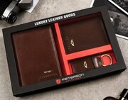 Elegancki I Stylowy Męski Zestaw Upominkowy Peterson Portfel + Etui + Breloczek SET3-N4-VT/5341 RFID BRĄZOWY