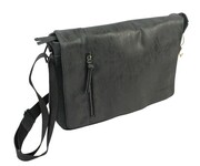 Skórzana Torba JENNIFER JONES Listonoszka Ze Skórzaną Klapką CZARNA 4526 37 x 29 x 14