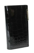 Portfel Damski Skórzany GREGORIO Lakierowany Długi Z Suwakiem Na Zewnątrz BC-124 CZARNY 19,5 x 10 x 3,5 [cm]