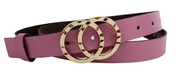 Pasek Damski Skórzany Arucce (PL) Skóra Licowa EXTRA 25 mm FUKSJA Złota Ozdobna Klamra Na Bolczyk