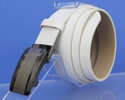 Wizytowy Pasek Skórzany 35 mm PAS-MAX (PL) Pełna Klamra AUTOMAT/SAMOZACISK Garnitur BIAŁY ASZ35/KASZ28