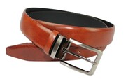 Pasek Skórzany PAS-MAX (PL) Skóra Licowa EXTRA 35 mm KASZTANOWY KRAST Gładki Klamra Nowoczesna