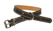 Solidna Obroża Dla Psa Czekoladowa z Beżową Nitką Skóra Naturalna 16 mm 20-28 [cm] WIREX (PL)