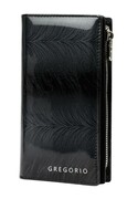 Portfel Damski Skórzany GREGORIO Lakierowany Długi Z Suwakiem Na Zewnątrz FF-124 CZARNY 19,5 x 10 x 3,5 [cm]