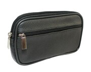 Skórzane Etui Na Telefon MAGRE (PL) Płaska Saszetka JÓZEK Na Pasek Z Suwakiem Na Smartfona CZARNY 18,5 x 11 x 2 [cm]