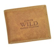Portfel Męski Skórzany ALWAYS WILD Skóra Licowa Mały Poziomy RFID N0035-CHM/8717 KONIAKOWY 10 x 9 x 2 [cm]