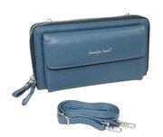 Damski Poziomy Portfel Na Pasku Jennifer Jones z Funkcją Torebki 1126-1 Portfelo-Torebka NIEBIESKI 20 x 11,5 x 6 [cm]