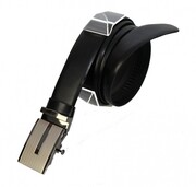 Wizytowy Pasek Skórzany 35 mm COMPLEX (PL) Pełna Klamra AUTOMAT/ZĄBEK Garnitur CZARNY Zaokrąglony AZ35/KAZ61