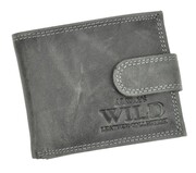 Portfel Męski Skórzany ALWAYS WILD Skóra Licowa Mały Poziomy Z Zapięciem RFID N0035L-CHM/8724 CZARNY 10,5 x 9 x 2 [cm]