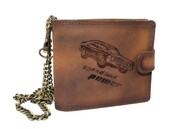 Portfel Męski Peterson Skóra Naturalna N992L Poziomy Z Zapinką Dwa Skrzydełka I Łańcuszek BRĄZOWY RFID 12 x 9,5 x 3 [cm] AUTO