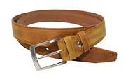 Pasek Skórzany GRETOS (PL) Skóra Licowa EXTRA 35 mm BRĄZOWY PRZECIERANY Gładki Klamra Tradycyjna