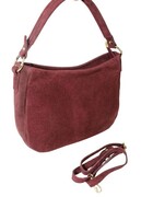 Torebka Skórzana LUKA 24-085 Skóra Naturalna Zamszowa Bordowa 30 x 20 x 9 [cm]