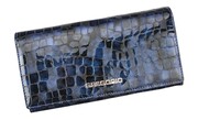 Portfel Damski Skórzany GREGORIO Długi Max Z Klamrą Lakierowany FS-100 NIEBIESKI RFID 18,5 x 9,5 x 3,5 [cm]