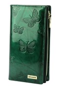 Portfel Damski Skórzany GREGORIO Lakierowany Długi Z Suwakiem Na Zewnątrz BTS-124 ZIELONY 19,5 x 10 x 3,5 [cm]