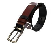 Pasek Męski Skórzany Dwa w Jednym COMPLEX (PL) GŁADKI ''DWUSTRONNY'' Skóra Licowa EXTRA 35 mm CZARNO-BRĄZOWY