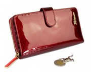 Portfel Damski Skóra Licowa Lakierowana PETERSON Duży Z Suwakiem Piórnik Z Zapięciem BC 603 RFID 16,5 x 10,5 x 3 [cm]