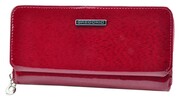 Portfel Damski Skóra Naturalna Lakierowana GREGORIO Duży Z Metalowym Suwakiem Piórnik PT-111 CZERWONY 18,5 x 9,5 x 3,5 [cm]