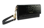 Etui Na Smartfona iPhone 12 Pro Zamykane Mia More M1782-2 Czarny Lakierowny Skóra Naturalna 15,5 x 8 x 3 [cm]