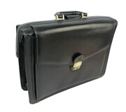 Skórzana Aktówka MARCO (PL) Torba Na Dokumenty Do Pracy CZARNA 43 x 32 x 10 [cm]