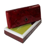 Portfel Damski Skórzany Peterson Długi Suwak Wewnątrz Skóra Naturalna Lakierowana PTN 72037 CZERWONY 18,5 x 9 x 3,5 [cm]