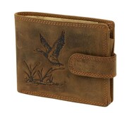 Portfel Męski NORDEE Skóra Licowa Duży Poziomy Z Zapinką Dwa Skrzydełka ''MOTYW KACZKA'' L-895 10,5 x 7 x 2 [cm]