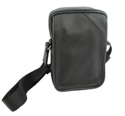 Skórzana Torba Na Ramię Pionowa GRETOS (PL) CZARNA Listonoszka Z Klapką 21 x 13 x 7 [cm]