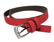 Pasek Damski Skórzany MASSIMO (PL) Zamszowy 25 mm BORDOWY SREBRNA KLAMRA Wąski