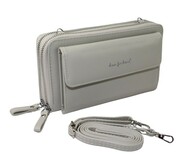 Damski Poziomy Portfel Na Pasku Jennifer Jones z Funkcją Torebki 1126-1 Portfelo-Torebka JASNY POPIELATY 20 x 11,5 x 6 [cm]