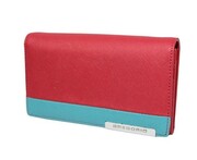 Portfel Damski Skórzany GREGORIO Średni Z Klamrą FRZ-101 CZERWONY/MORSKI 15,5 x 9,5 x 4 [cm]