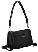 Stylowa Listonoszka Ze Skóry Włoskiej Ekologicznej Peterson PTN-TOR-ALE-16 CZARNA Ze Złotymi Elementami 26 x 15 x 7 [cm]