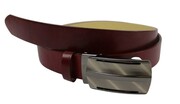Wizytowy Pasek Skórzany 35 mm PAS-MAX (PL) Pełna Klamra AUTOMAT/SAMOZACISK Garnitur CZEREŚNIOWY K61 ASZ35/KASZ85