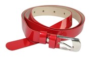 Pasek Damski Skórzany Gładki GRETOS (PL) 20 mm CZERWONY LAKIEROWANY