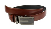 Wizytowy Pasek Skórzany 30 mm COMPLEX (PL) Pełna Klamra AUTOMAT/ZĄBEK Garnitur Brązowy Zaokrąglony AZ30/KAZ54