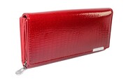 Portfel Damski Jennifer Jones Skóra Naturalna Długi MAX Z Dodatkowym Organizerem 5199-2 RFID CZERWONY 19,5 x 10 x 3,5 [cm]
