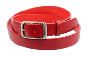 Pasek Damski Skórzany PAS-MAX (PL) Skóra Licowa EXTRA Gładki 30 mm CIEMNY CZERWONY k62