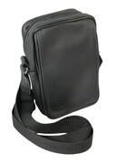 Skórzana Torba Na Ramię Pionowa GRETOS (PL) CZARNA Listonoszka Z Klapką Na Rzep 20 x 13 x 6 [cm]