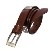 Pasek Męski Skórzany PAS-MAX (PL) Skóra Licowa EXTRA 35 mm BRĄZOWY K506 Imitacja Szycia Cienką Nitką